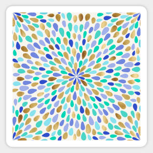 Summer Blue Gold Flower Burst Sticker